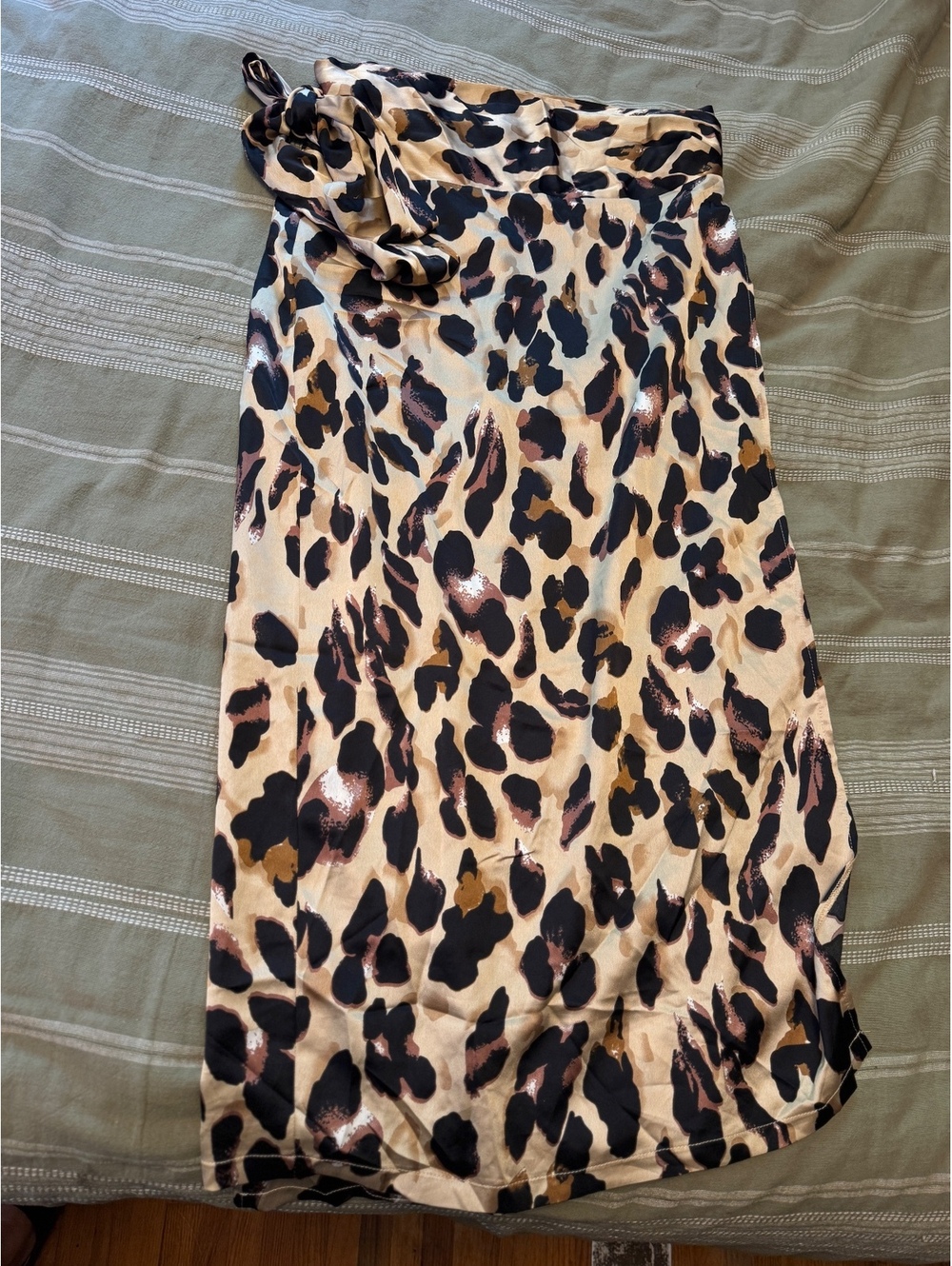 Never Fully Dressed XL Leopard Print Wrap Midi Skirt with Side Tie Detail